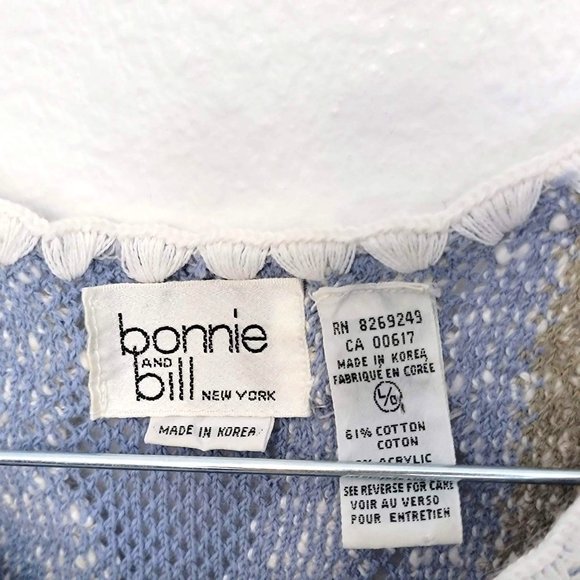 Bonnie & Bill New York 70s Cream Periwinkle Multicolor Zig Zag Design Sweater - Picture 3 of 8